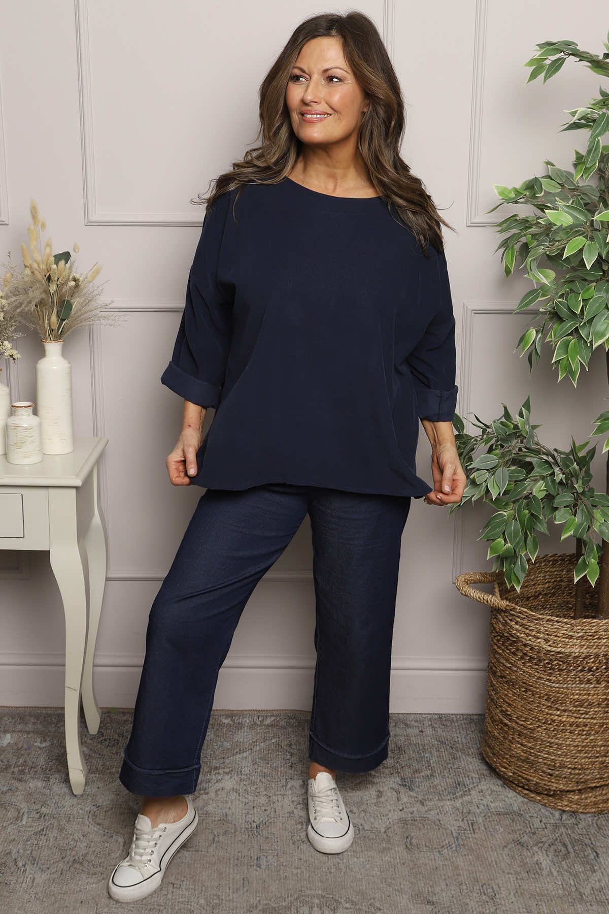 Danita Needlecord Top Navy