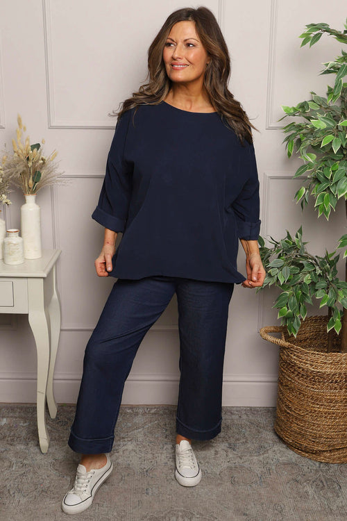 Danita Needlecord Top Navy - Image 3