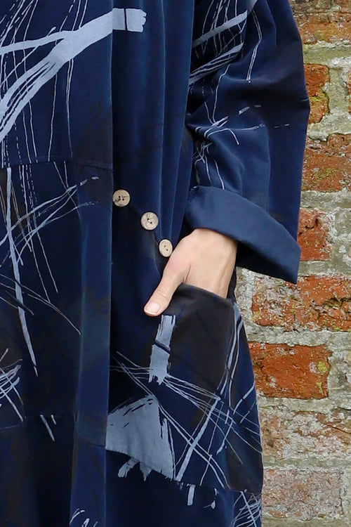 Junia Print Needlecord Tunic Navy - Image 3