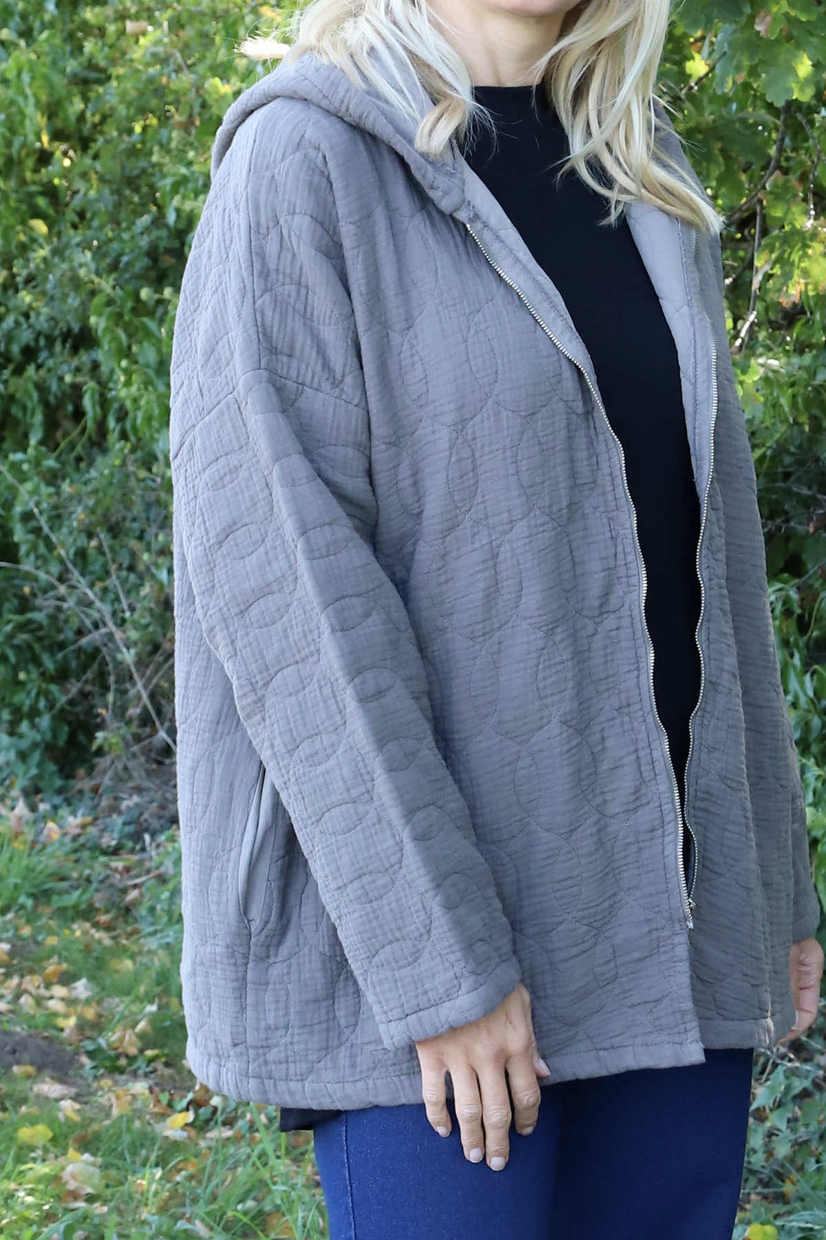 Colleen Cotton Zip Hooded Jacket Mocha