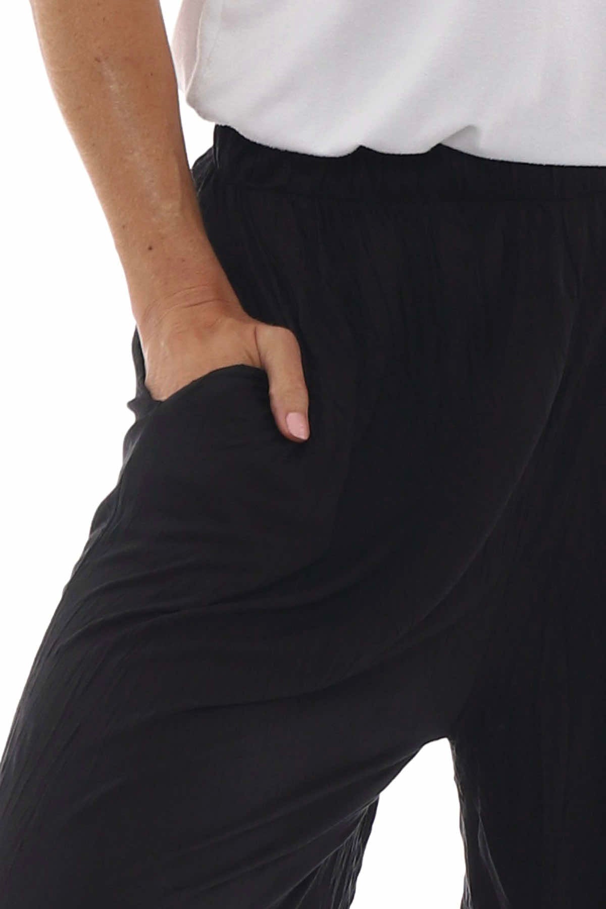 Charissa Crinkle Trousers Black