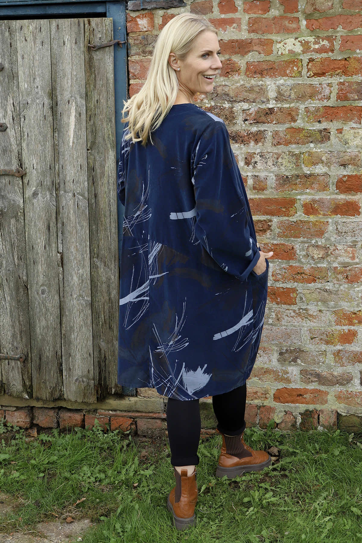Junia Print Needlecord Tunic Navy