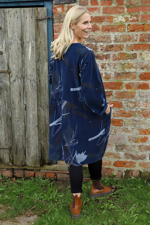 Junia Print Needlecord Tunic Navy - Image 4