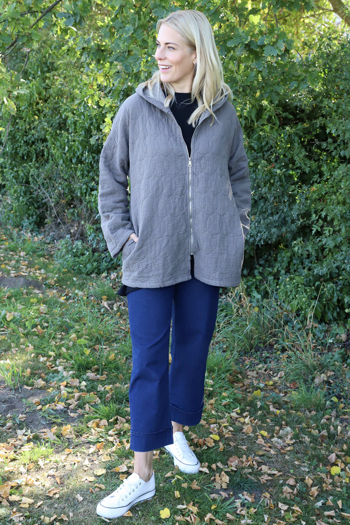 Colleen Cotton Zip Hooded Jacket Mocha