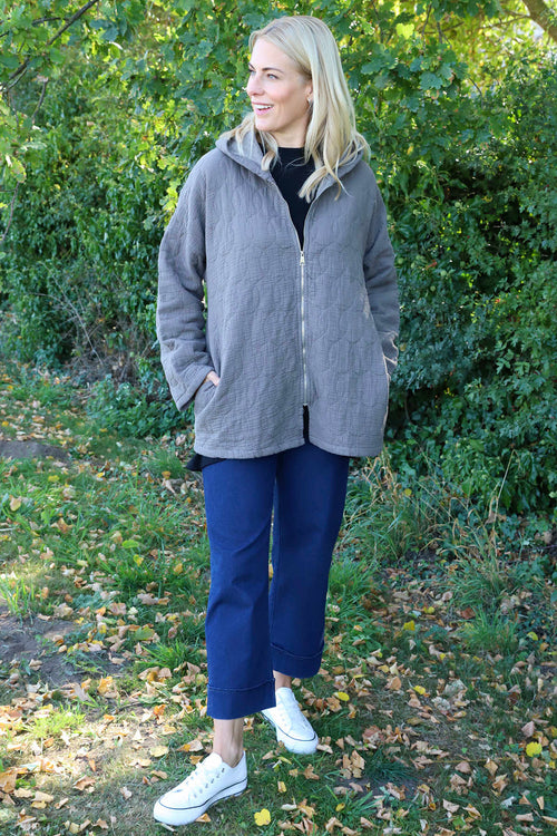 Colleen Cotton Zip Hooded Jacket Mocha - Image 2