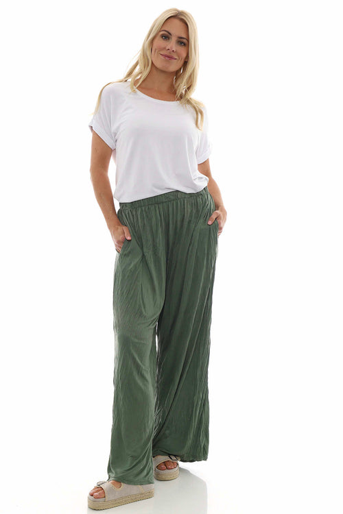 Charissa Crinkle Trousers Khaki - Image 1