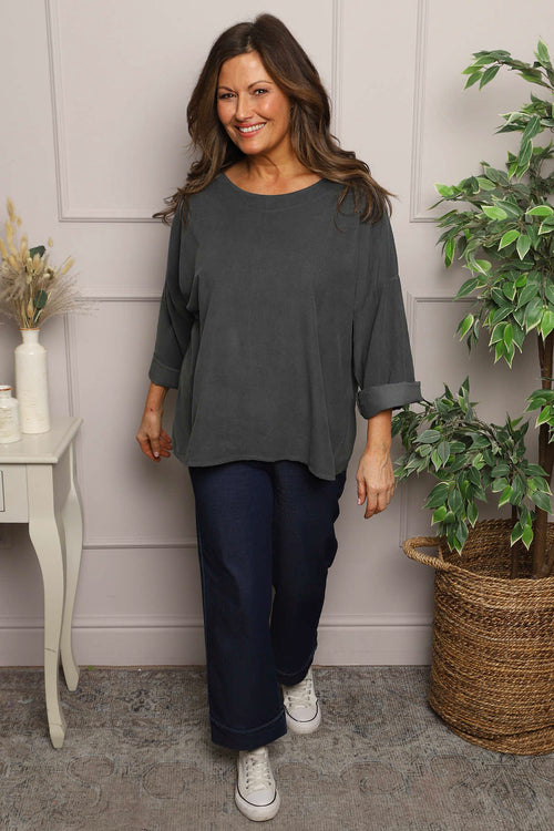 Danita Needlecord Top Charcoal - Image 3