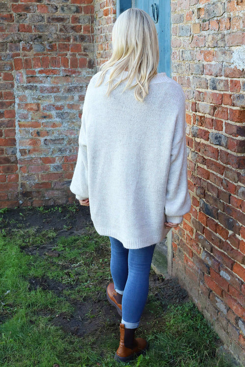 Brooklyn Tie Knitted Cardigan Stone - Image 4