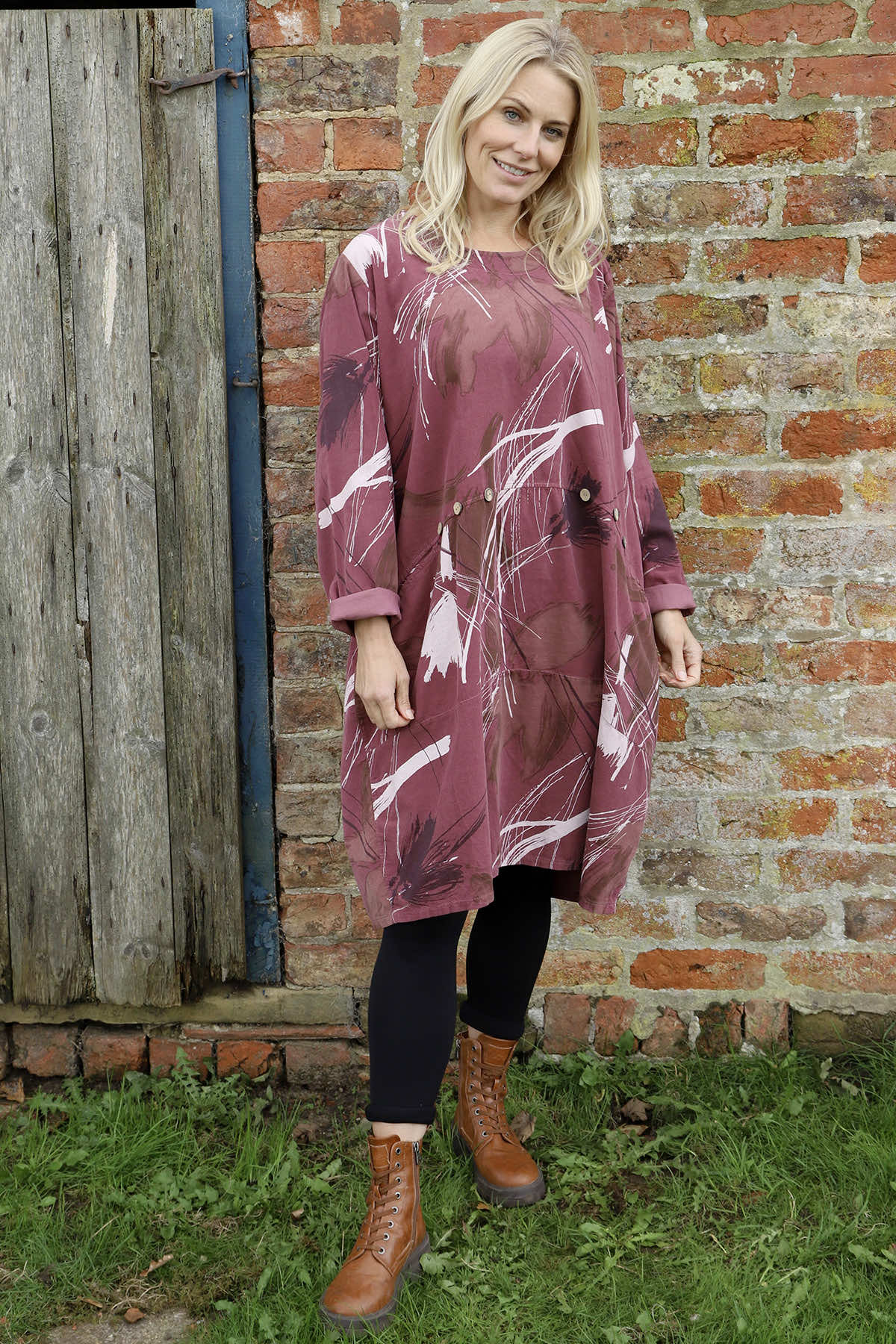 Junia Print Needlecord Tunic Plum