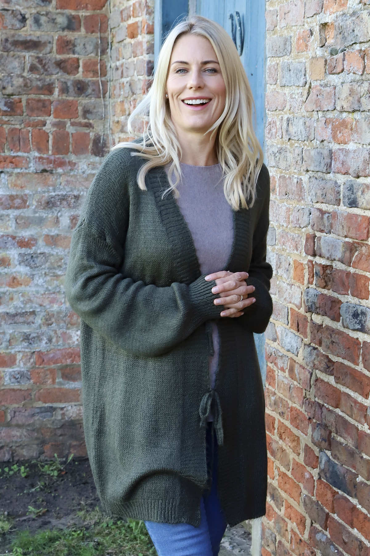 Brooklyn Tie Knitted Cardigan Khaki