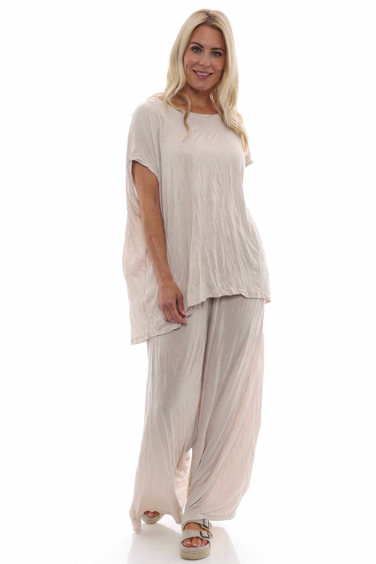 Charissa Crinkle Trousers Stone