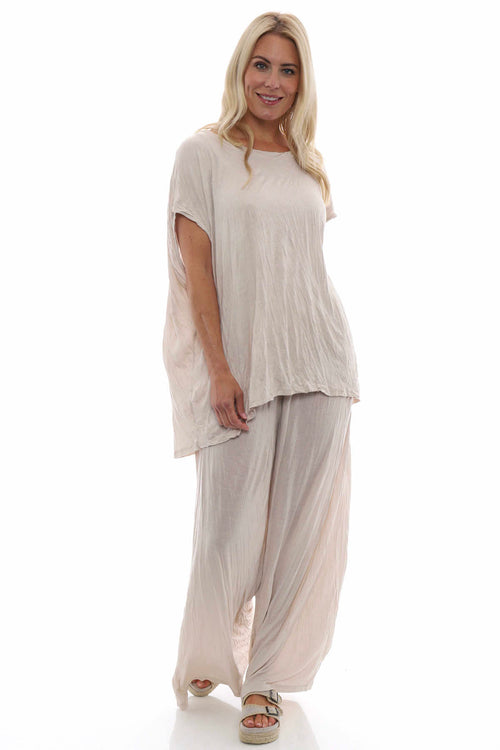 Charissa Crinkle Trousers Stone - Image 4