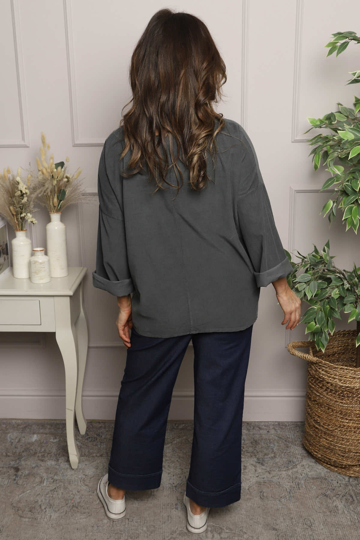 Danita Needlecord Top Charcoal