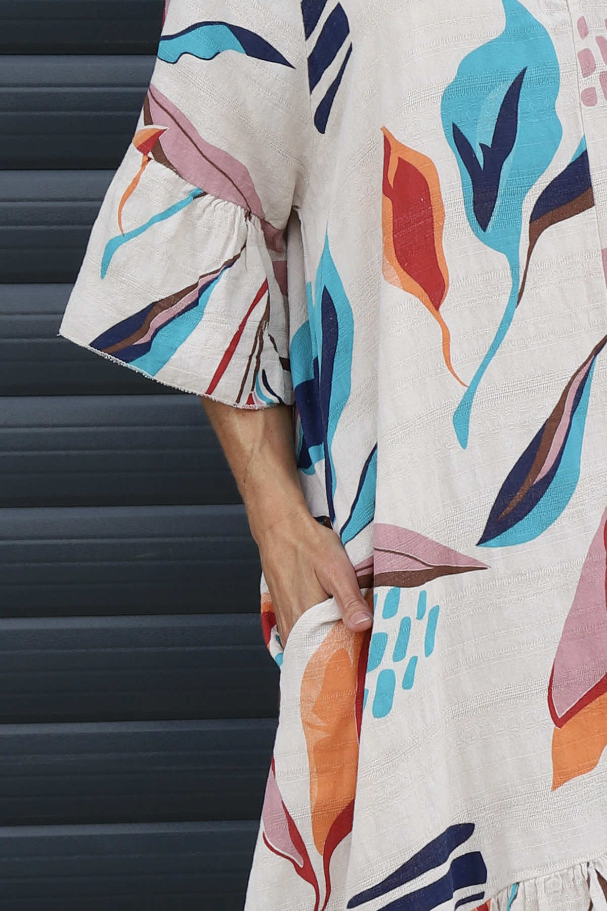 Capaci Print Cotton Dress Stone