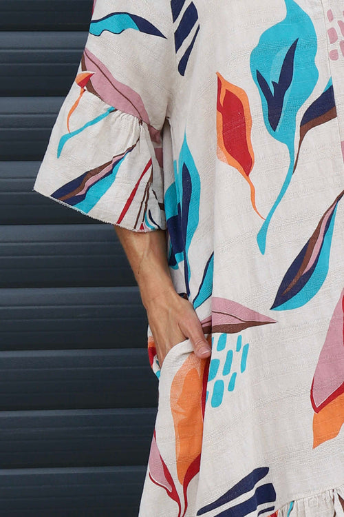 Capaci Print Cotton Dress Stone - Image 3