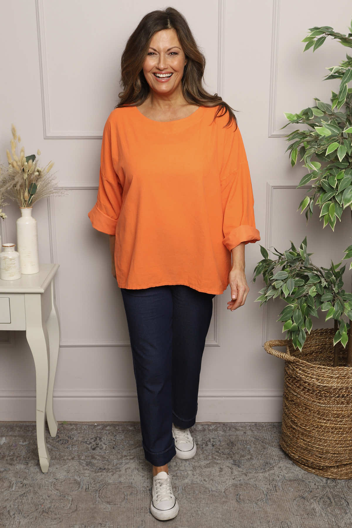 Danita Needlecord Top Orange
