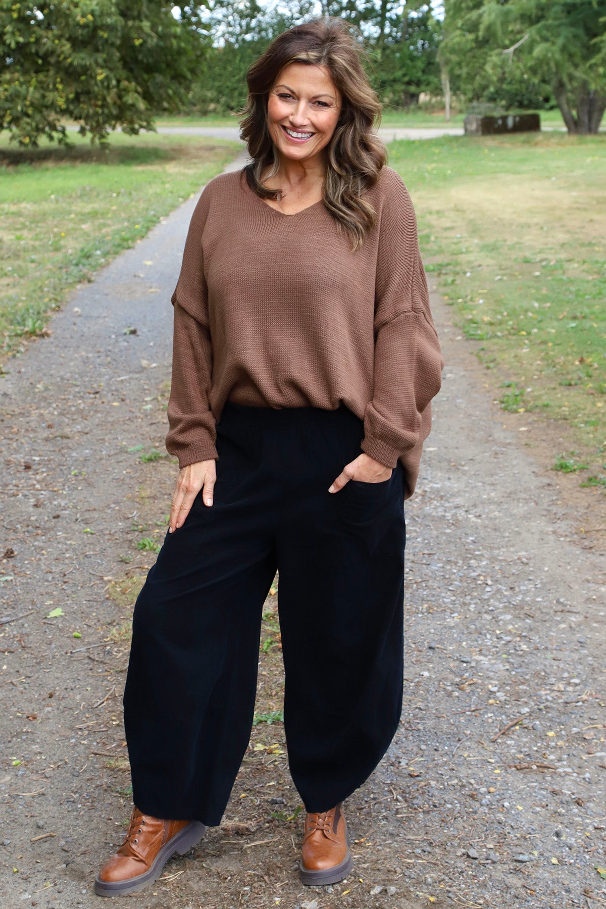 Josephine V-Neck Knitted Jumper Cocoa