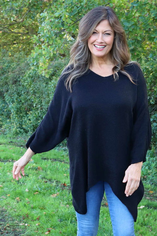 Paulina V-Neck Knitted Jumper Black - Image 2