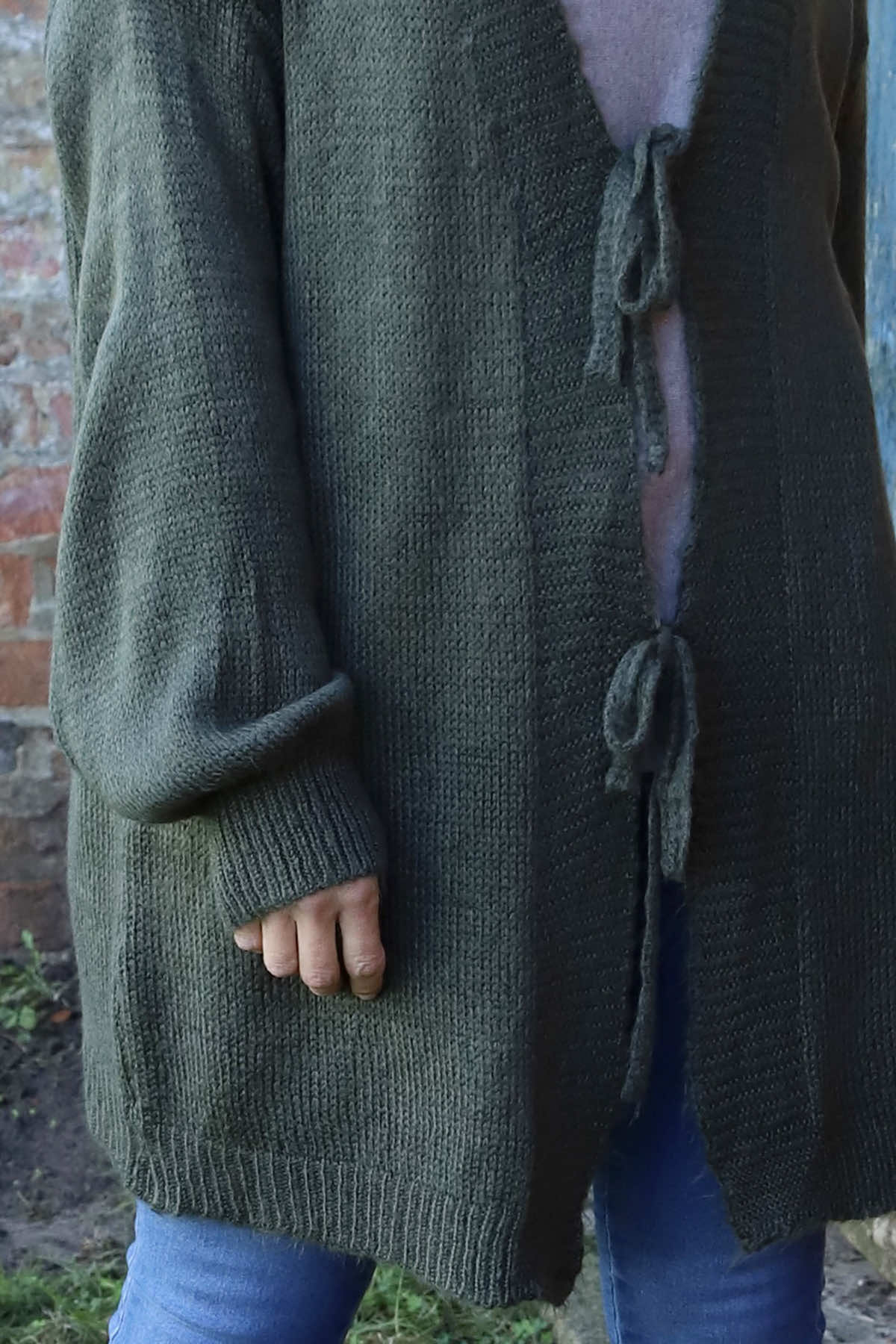 Brooklyn Tie Knitted Cardigan Khaki