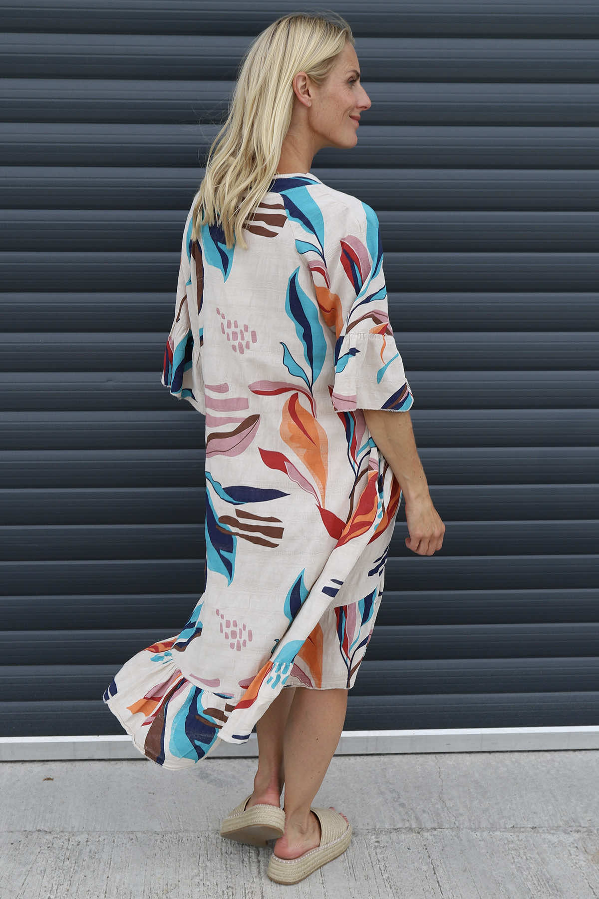 Capaci Print Cotton Dress Stone