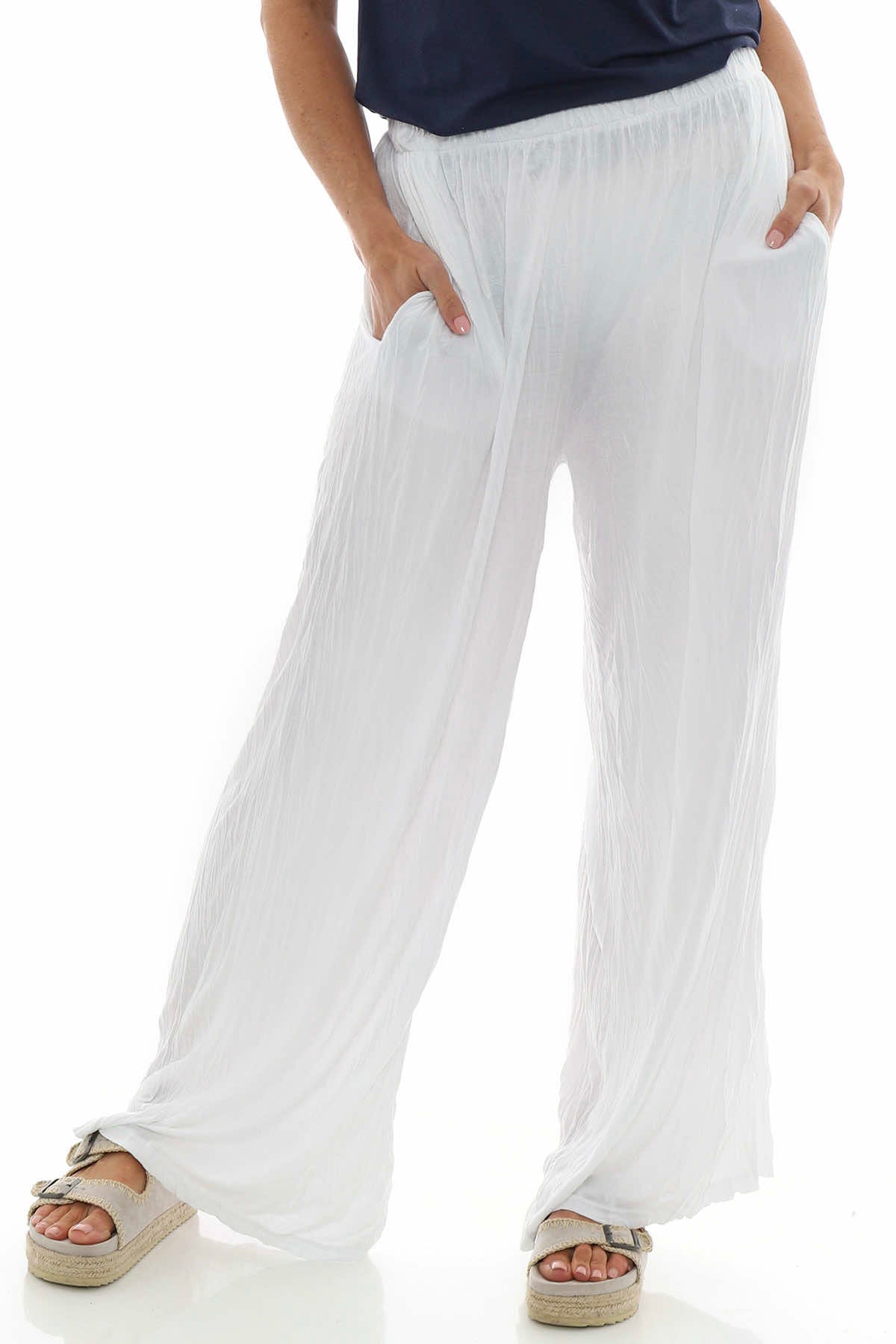 Charissa Crinkle Trousers White
