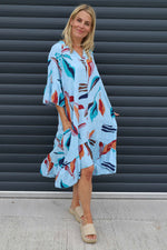 Capaci Print Cotton Dress Light Blue Light Blue - Capaci Print Cotton Dress Light Blue