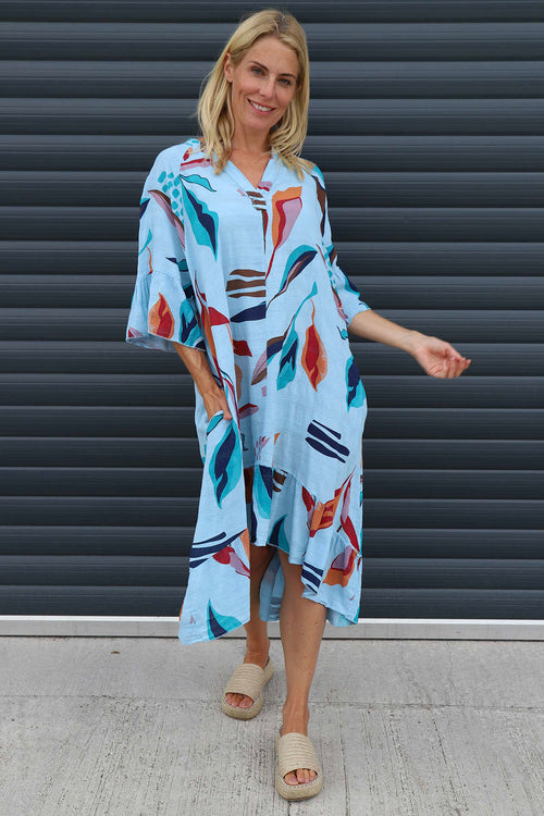 Capaci Print Cotton Dress Light Blue - Image 2