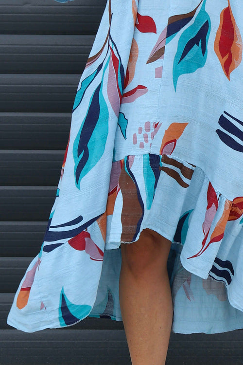 Capaci Print Cotton Dress Light Blue - Image 3