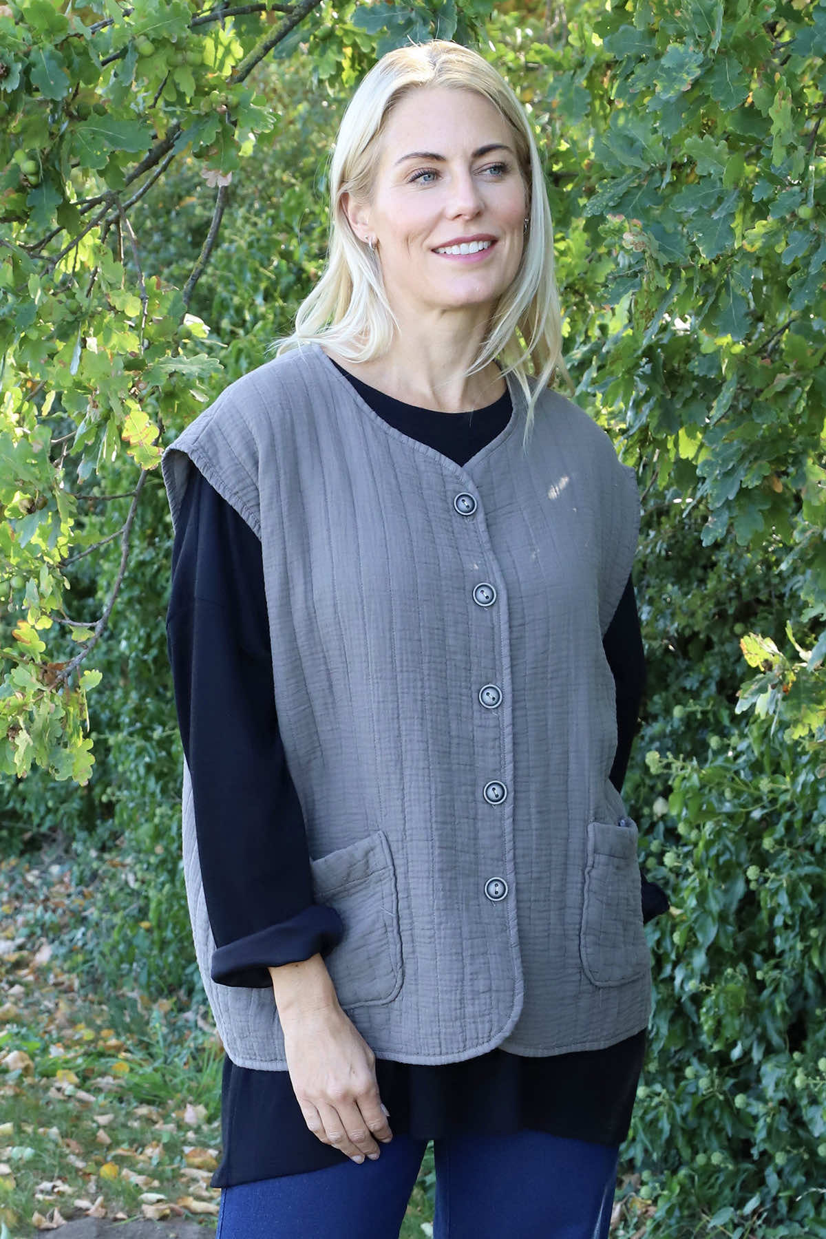 Agatha Cotton Padded Gilet Mocha