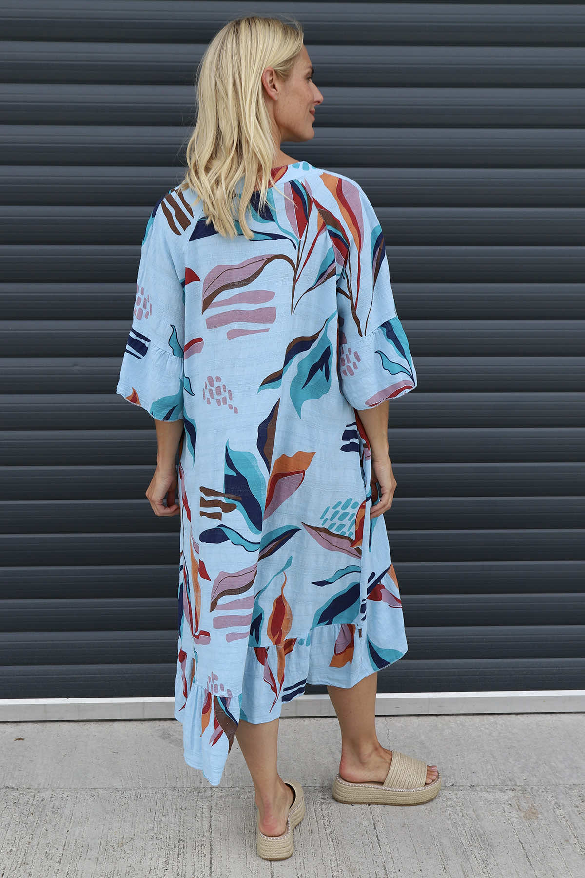 Capaci Print Cotton Dress Light Blue