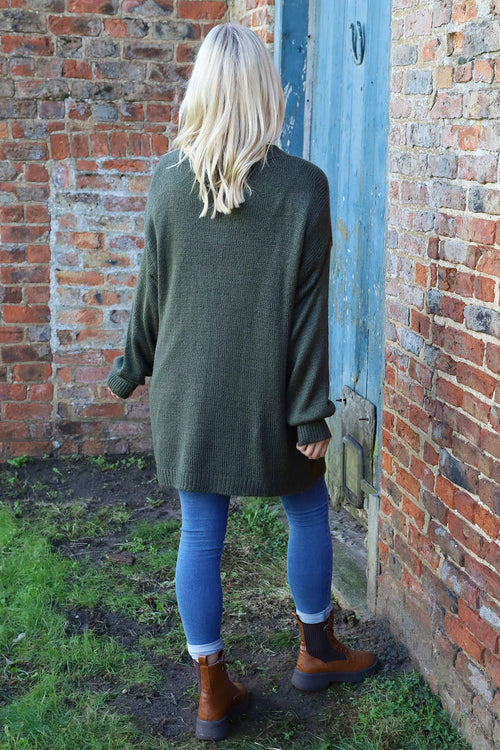 Brooklyn Tie Knitted Cardigan Khaki - Image 4