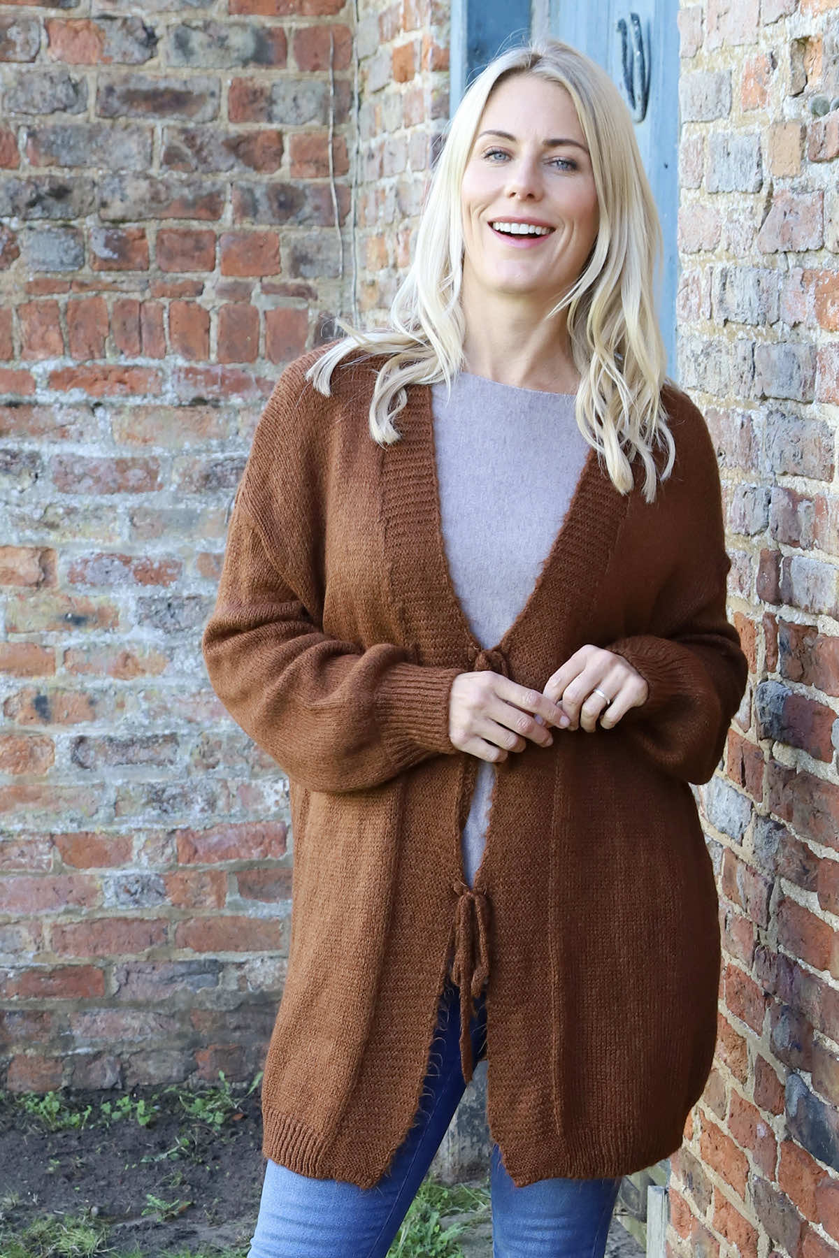 Brooklyn Tie Knitted Cardigan Nutmeg