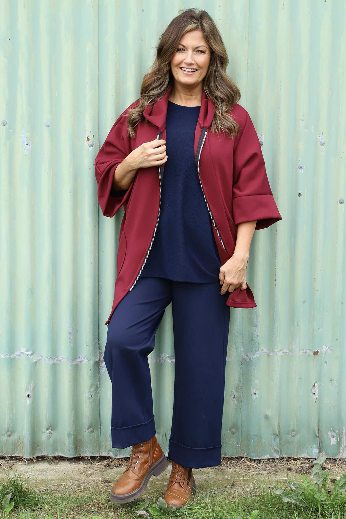 Marjorie Zip Hooded Jacket Wine
