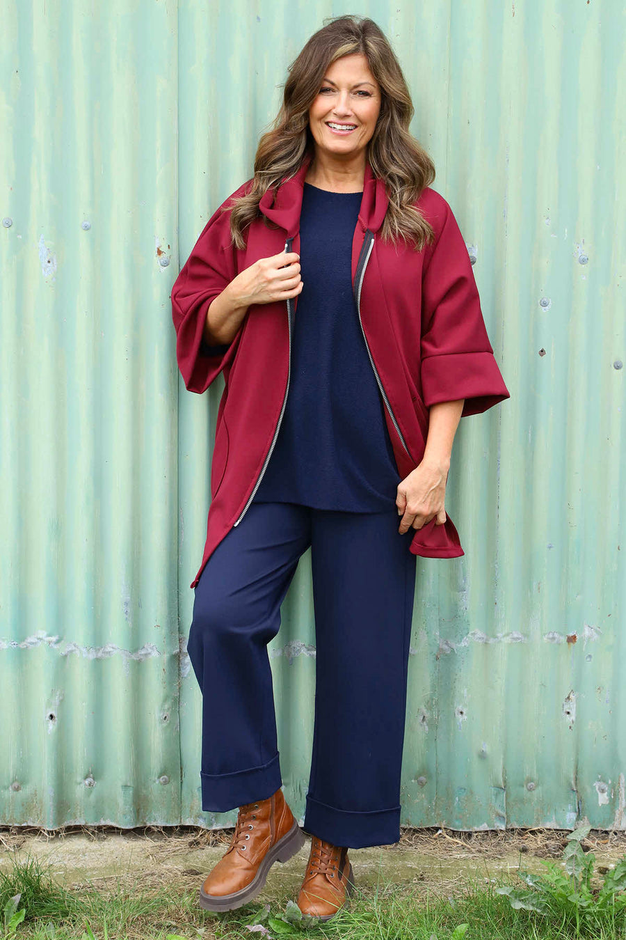 Marjorie Zip Hooded Jacket Wine