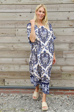 Harita Print Dress Navy