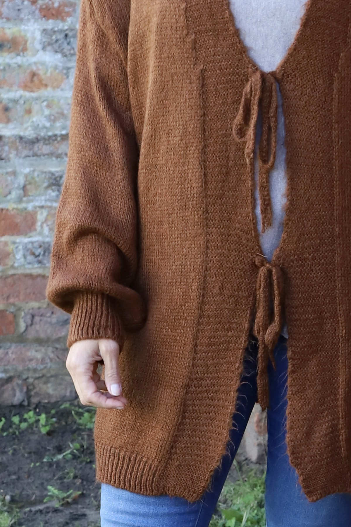 Brooklyn Tie Knitted Cardigan Nutmeg