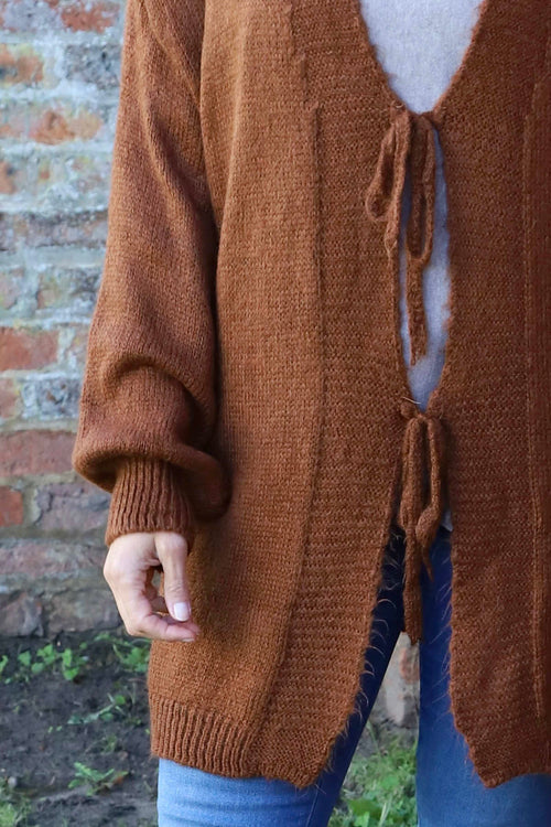 Brooklyn Tie Knitted Cardigan Nutmeg - Image 3