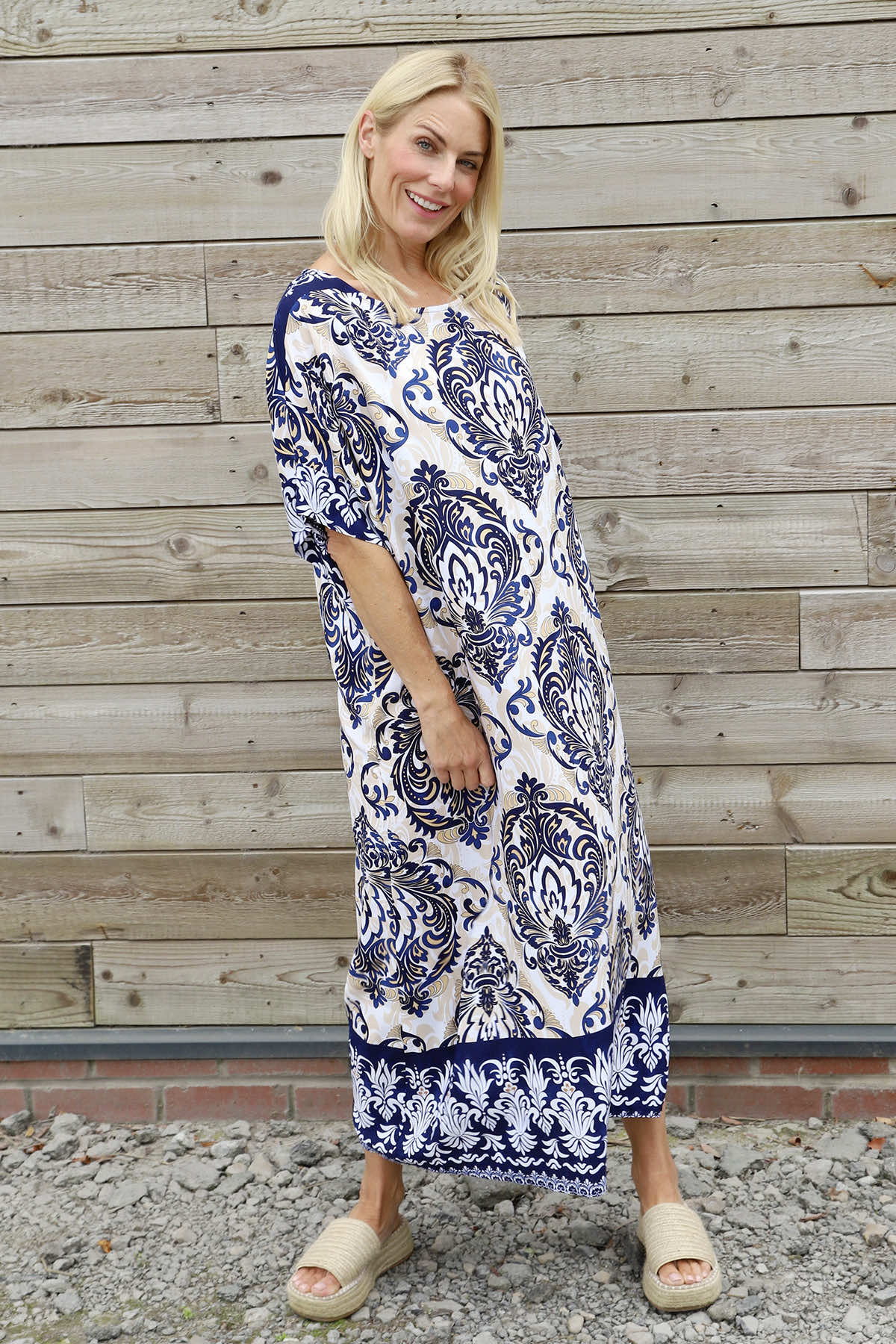 Harita Print Dress Navy