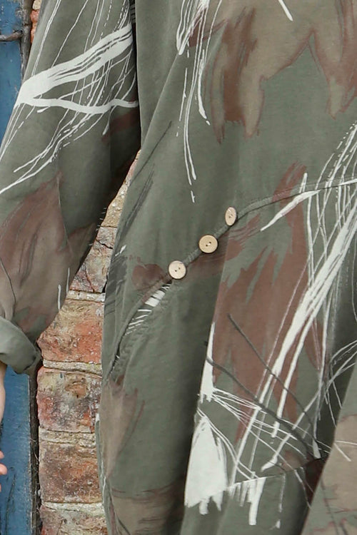 Junia Print Needlecord Tunic Khaki - Image 3