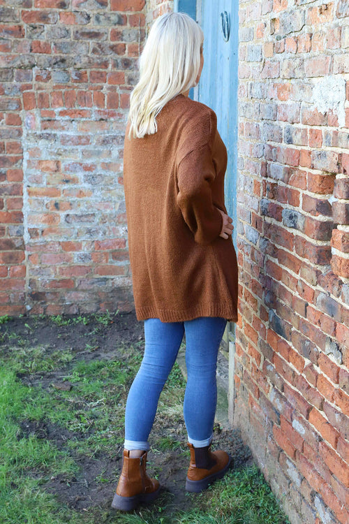 Brooklyn Tie Knitted Cardigan Nutmeg - Image 4