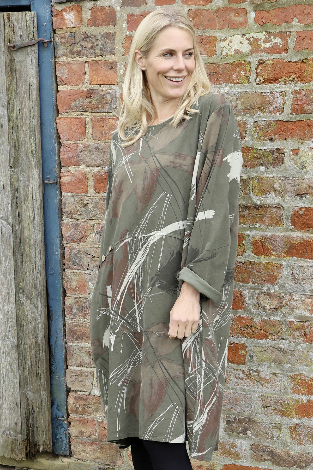 Junia Print Needlecord Tunic Khaki