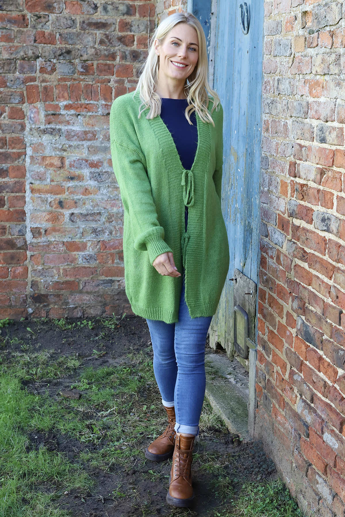 Brooklyn Tie Knitted Cardigan Green
