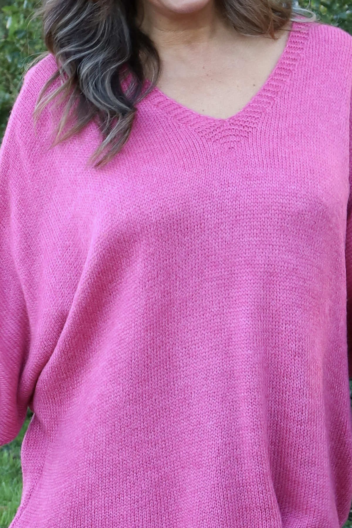 Paulina V-Neck Knitted Jumper Fuchsia