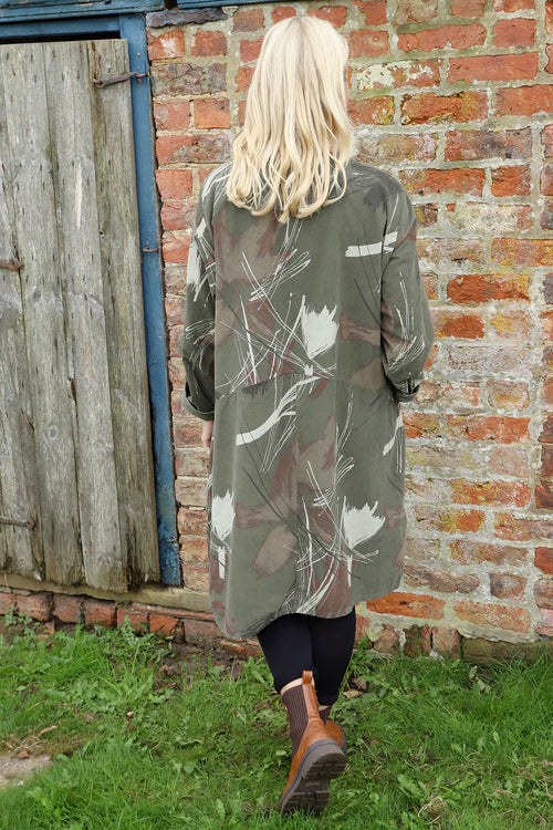 Junia Print Needlecord Tunic Khaki - Image 4