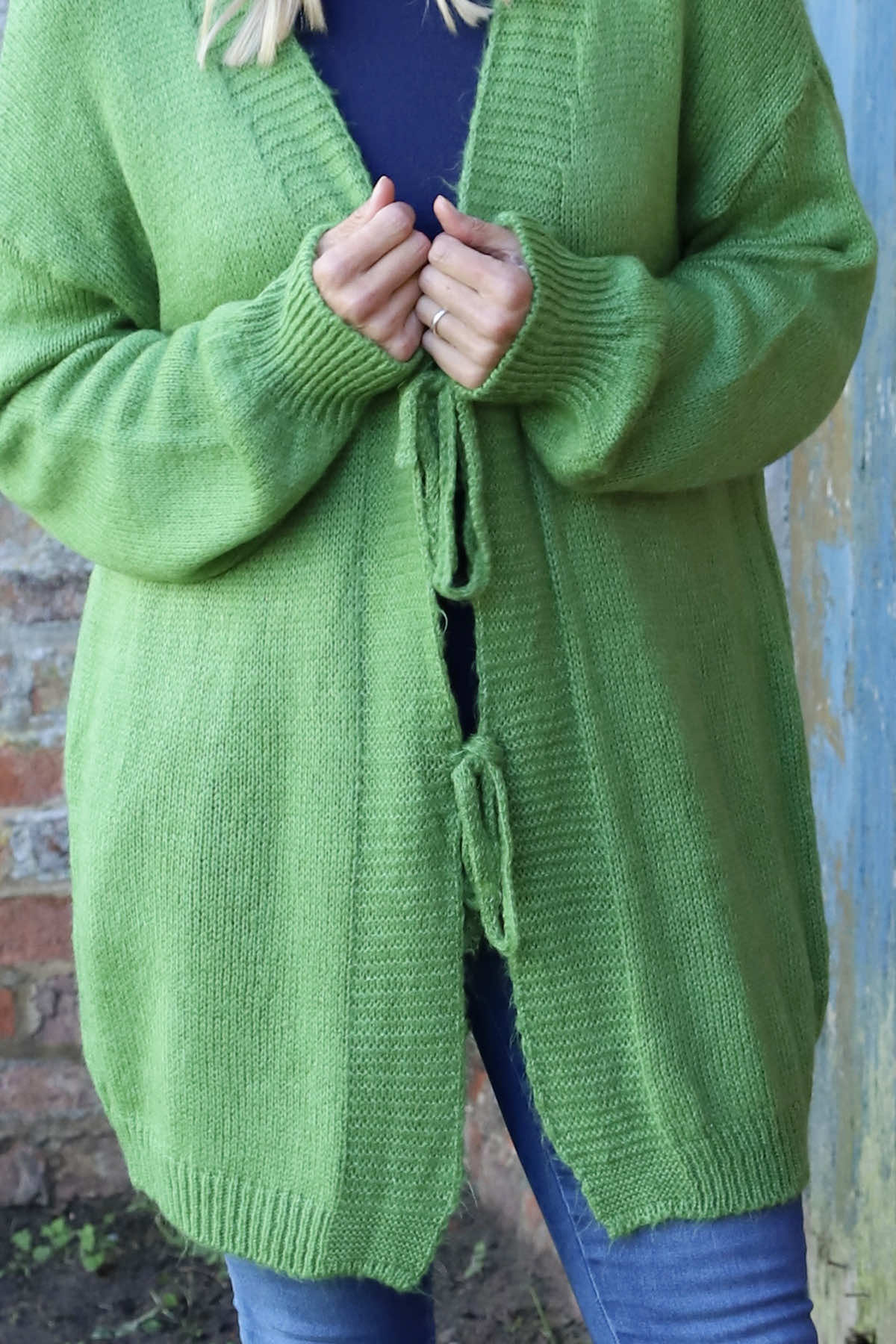 Brooklyn Tie Knitted Cardigan Green
