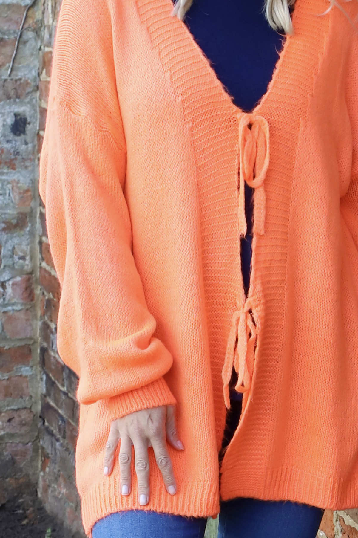 Brooklyn Tie Knitted Cardigan Orange