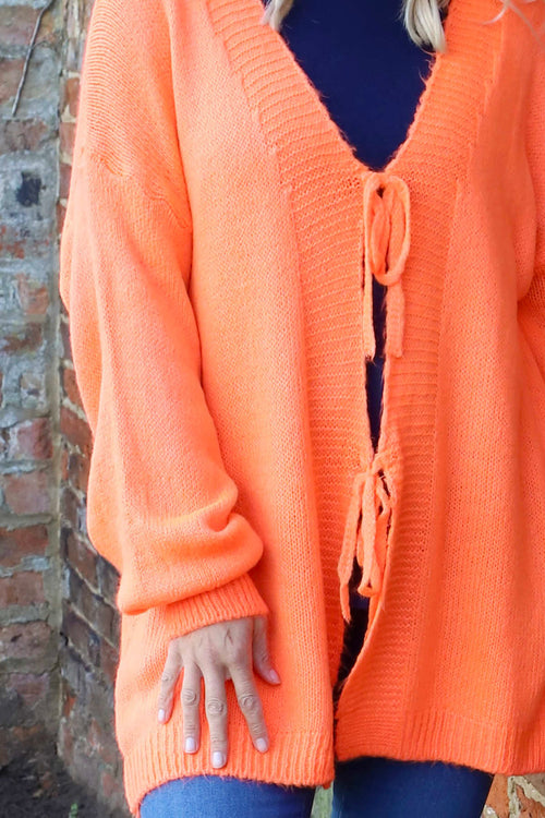 Brooklyn Tie Knitted Cardigan Orange - Image 3