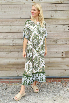 Harita Print Dress Khaki