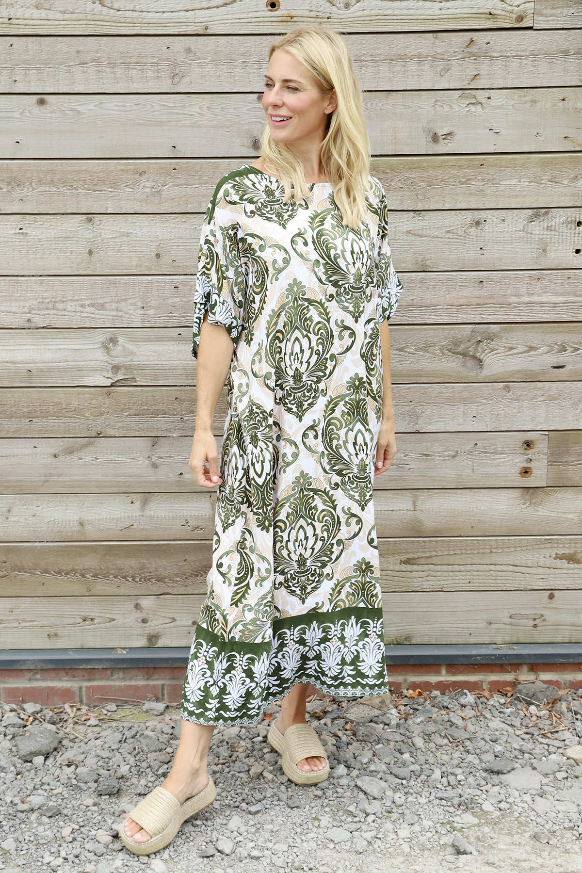 Harita Print Dress Khaki