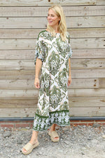 Harita Print Dress Khaki Khaki - Harita Print Dress Khaki